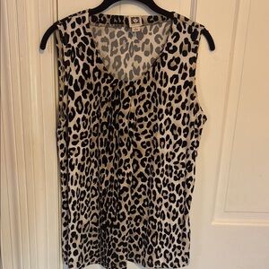 Anne Klein Black and Cream Animal Print Blouse